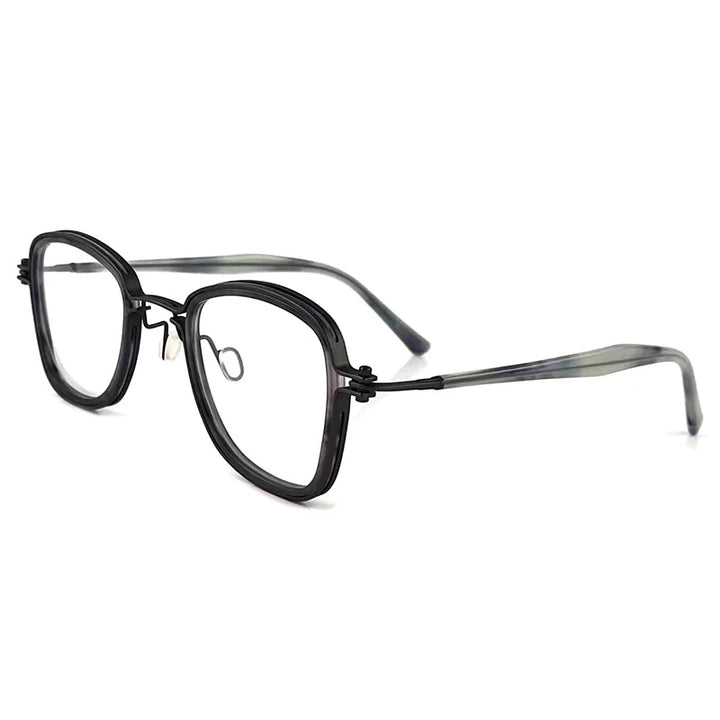 Black Mask Women's Full Rim Square Acetate Titanium Eyeglasses 195868