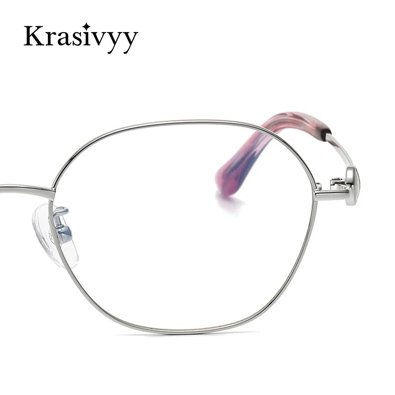 Krasivyy Women's Full Rim Flat Top Round Titanium Eyeglasses 6010 Full Rim Krasivyy   