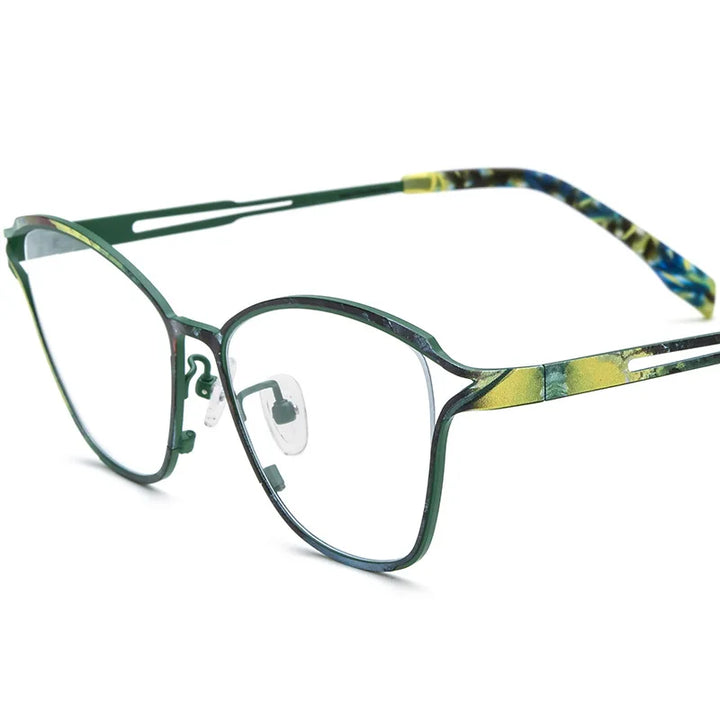 Nobler Women's Full Rim Brow Line Cat Eye Titanium Eyeglasses 185922