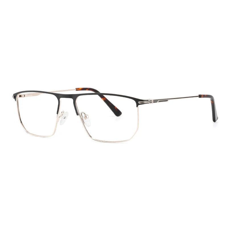 Gatenac Unisex Full Rim Square Brow Line Alloy Eyeglasses Gxyj1503 Full Rim Gatenac Black Gold  