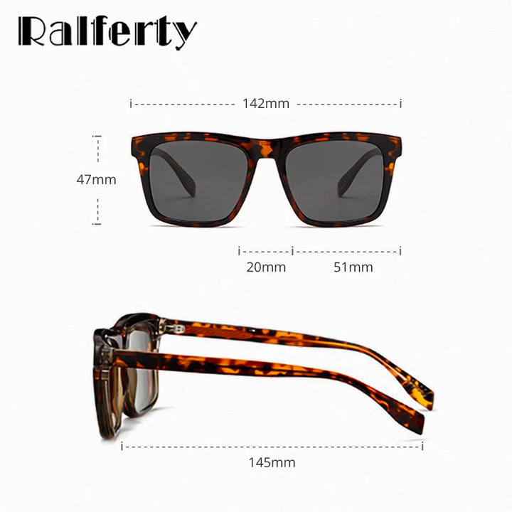 Ralferty Unisex Full Rim Square Tr 90 Alloy Eyeglasses Clip On Sunglasses 334202