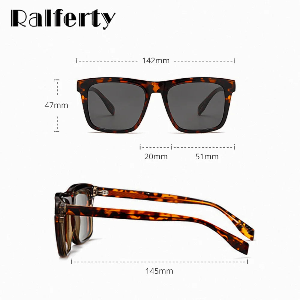 Ralferty Unisex Full Rim Square Tr 90 Eyeglasses Clip On Sunglasses 534202