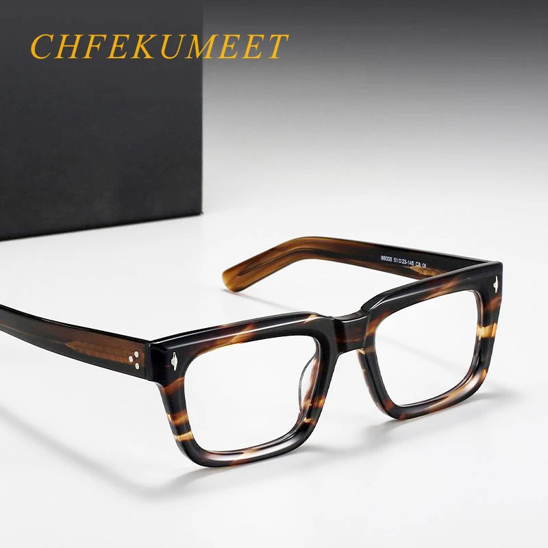 Hdcrafter 86008-1 unisex square acetate prescription eyeglasses