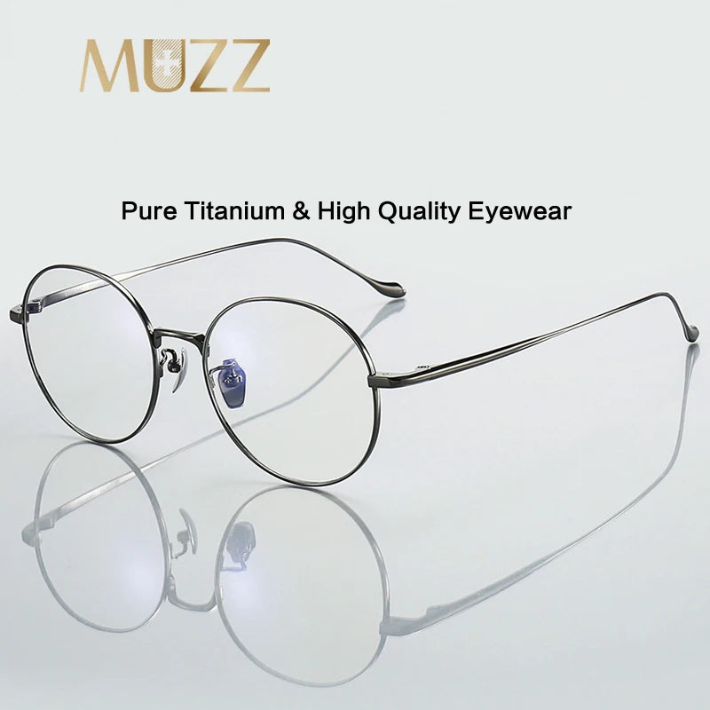 Muzz Unisex Full Rim Round Titanium Eyeglasses 10184 Full Rim Muzz   