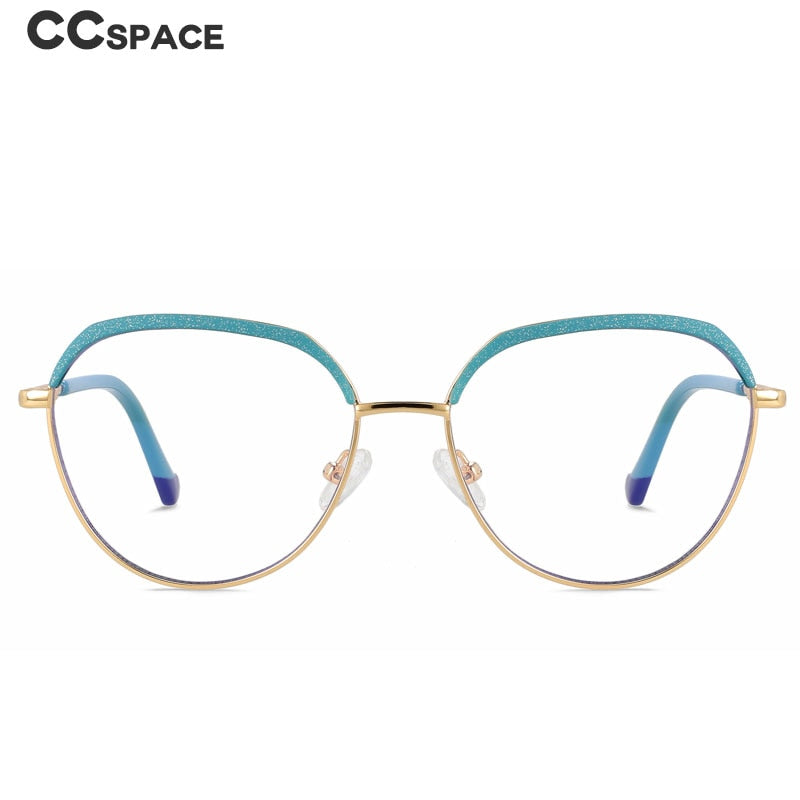 CCSpace Women's Full Rim Round Brow Line Alloy Eyeglasses 56485 Full Rim CCspace   