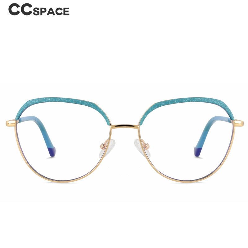 CCspace Women's Full Rim Round Brow Line Alloy Eyeglasses 56485 Full Rim CCspace   