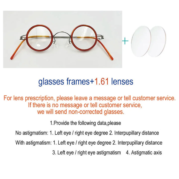 Yujo Unisex Full Rim Round Stainless Steel Acetate Custom Eyeglasses Y3434 Full Rim Yujo C1 CHINA 