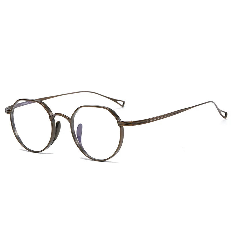 Yimaruili Unisex Full Rim Polygonal Pure Titanium Eyeglasses KMN9916 — view 4 | Yimaruili at FuzWeb