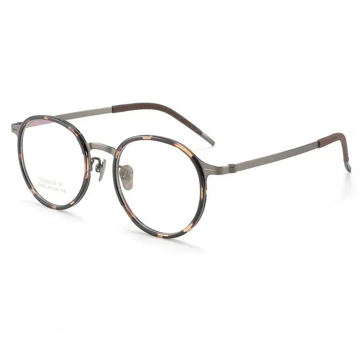 Gatenac Unisex Full Rim Oval Round Acetate Titanium Eyeglasses 226006 FuzWeb