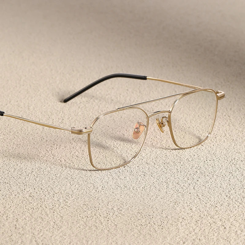 Black Mask Women's Full Rim Square Double Bridge Titanium Eyeglasses 382149