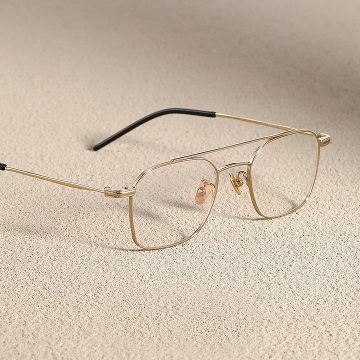 Black Mask Women's Full Rim Square Double Bridge Titanium Eyeglasses 382149