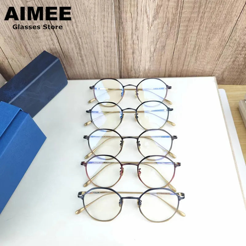 Aimee Unisex Full Rim Round Titanium Acetate Eyeglasses 9161 Full Rim Aimee   