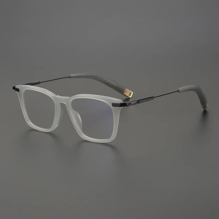 Black Mask Unisex Full Rim Square Acetate Titanium Eyeglasses D403 Full Rim Black Mask Gray  