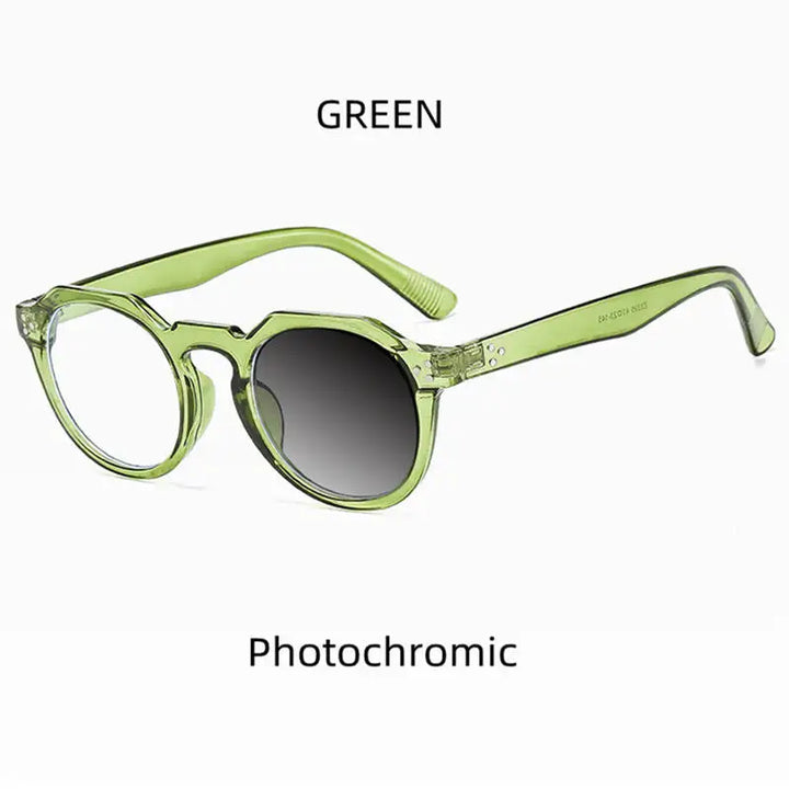 Kocolior Unisex Full Rim Round Acetate Reading Glasses 3395 Reading Glasses Kocolior Photochromic Green 0 