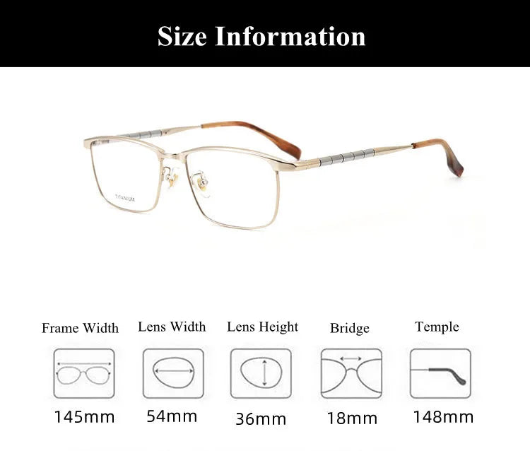 Chashma Men's Full Rim Brow Line Square Titanium Eyeglasses 46119