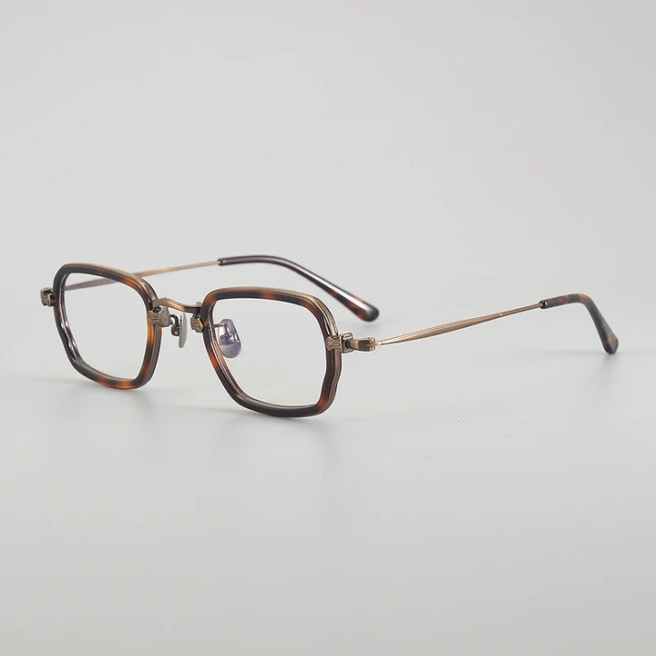 Aror Unisex Full Rim Square Titanium Acetate Eyeglasses 494198 Full Rim Aror Brown Leopard