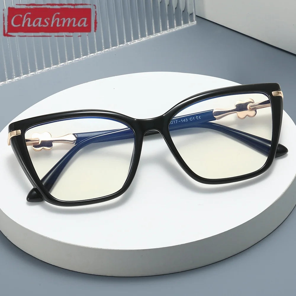 Chashma Ochki Women's Full Rim Cat Eye Tr 90 Alloy Eyeglasses 883004