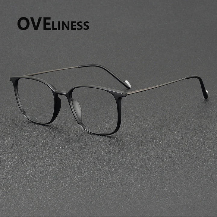 Oveliness Unisex Full Rim Square Titanium Eyeglasses 92345 Full Rim Oveliness matt black