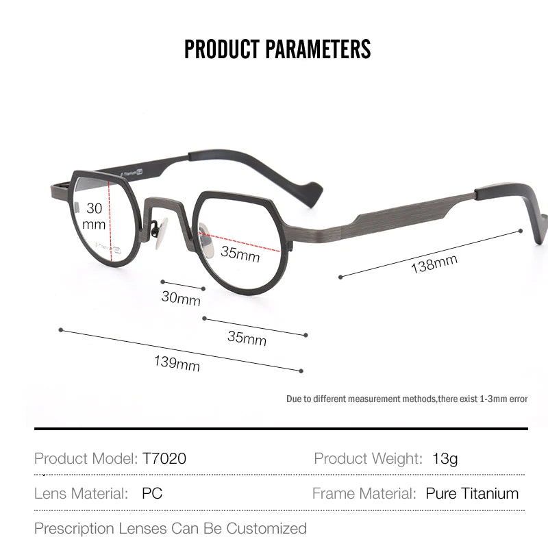 Aror Unisex Full Rim Flat Top Round Titanium Eyeglasses 57020