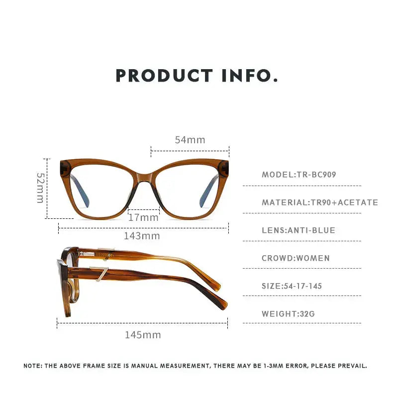 Kansept Womens Full Rim Square Cat Eye Acetate Reading Glasses 2909 — view 10 | Kansept at FuzWeb
