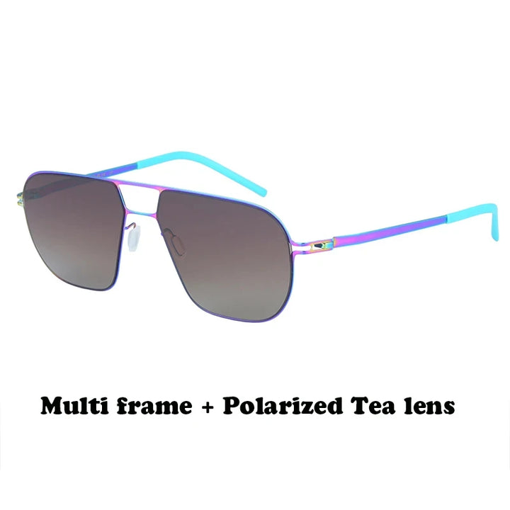 Aimee Men's Full Rim Oval Double Bridge Screwless Titanium Sunglasses 19140