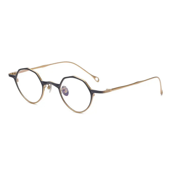 Gatenac Unisex Full Rim Irregular Round Titanium Eyeglasses 675973 FuzWeb