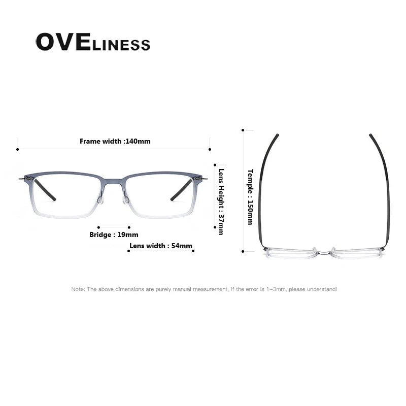 Oveliness Unisex Full Rim Square Acetate Titanium Eyeglasses 396528