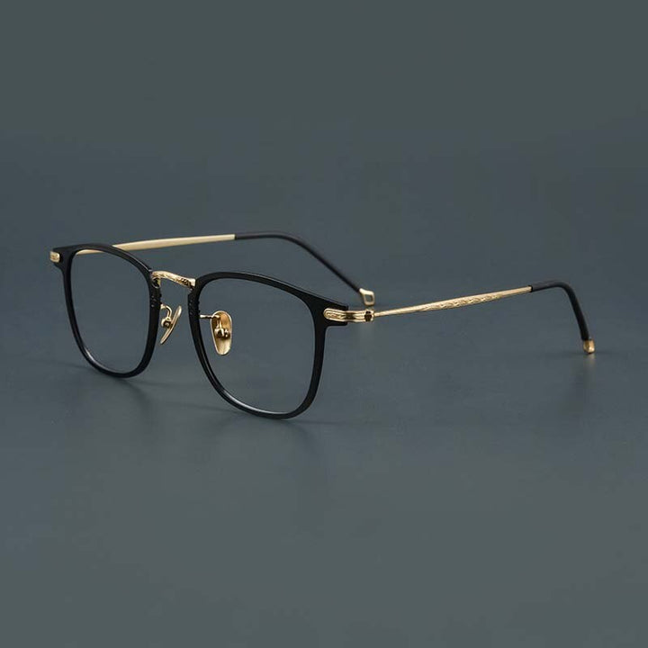 CCspace Unisex Full Rim Square Titanium Alloy Eyeglasses 55919 Full Rim CCspace BlackGold China 