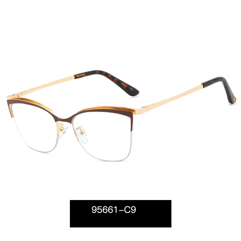Handoer Women's Full Rim Oval Cat Eye Alloy Eyeglasses 95661