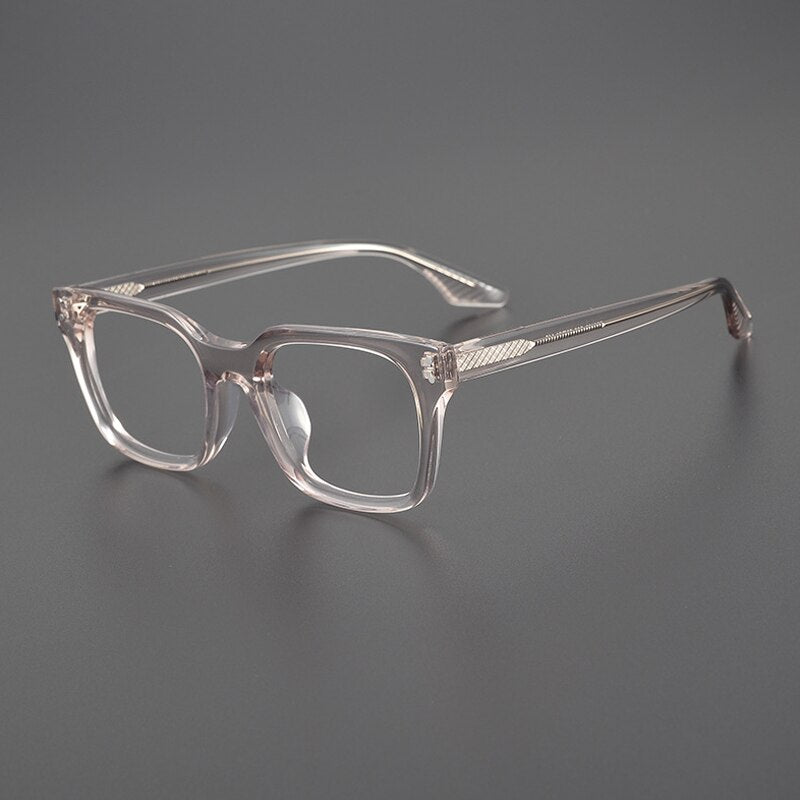 Gatenac Unisex Full Rim Square Acetate Eyeglasses Gxyj1104 Full Rim Gatenac Transparent Pink  