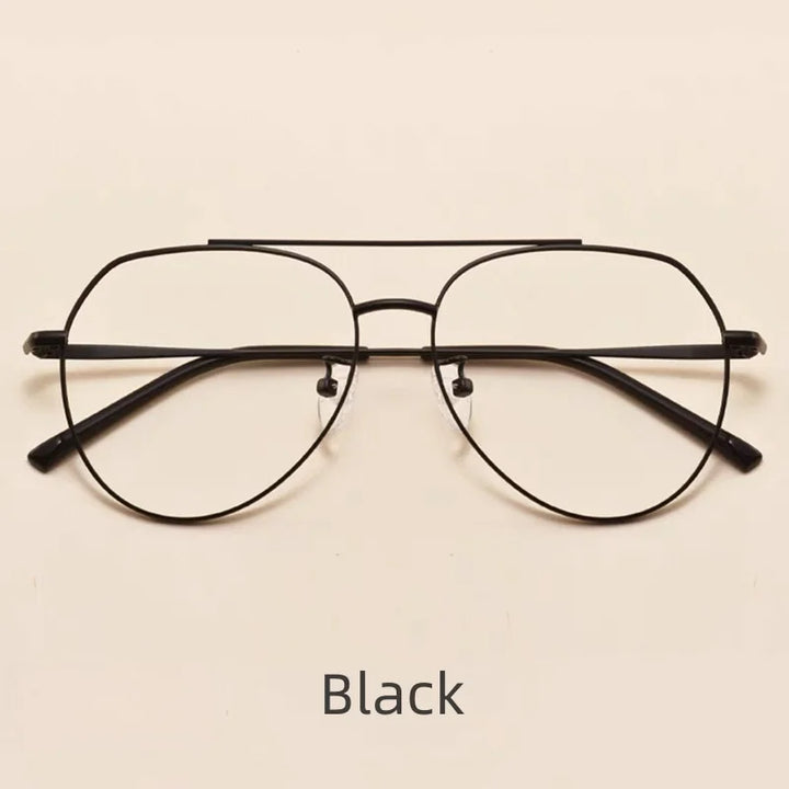 KatKani Unisex Full Rim Oval Double Bridge Alloy Eyeglasses 2309 Full Rim KatKani Eyeglasses Black  