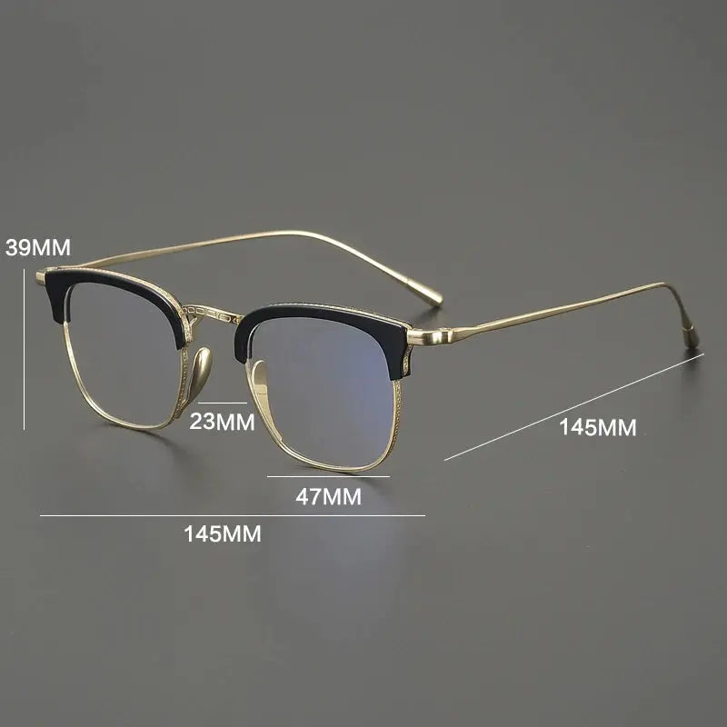 Gatenac Men's Full Rim Square Titanium Acetate Eyeglasses 611126 FuzWeb