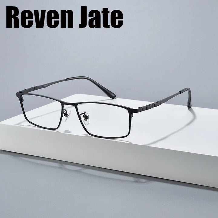 Reven Jate Men's Full Rim Square Brow Line Titanium Eyeglasses 55002