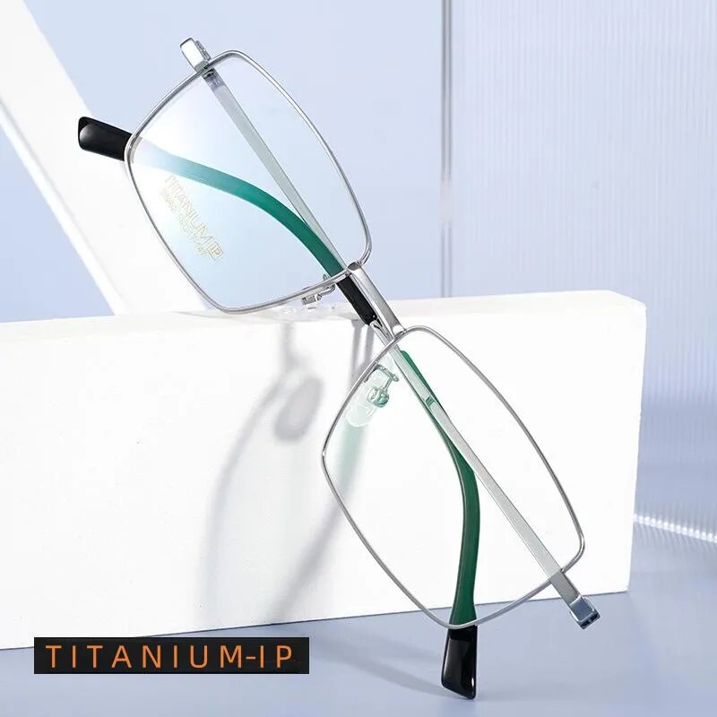 Yimaruili Men's Full Rim Small Square Titanium Alloy Eyeglasses 98662a Full Rim Yimaruili Eyeglasses   