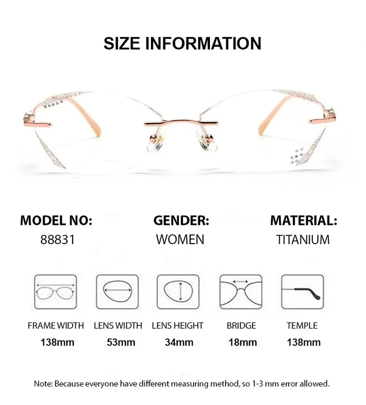 Summer Flower Women's Rimless Oval Square Titanium Eyeglasses 88831 Rimless Summer Flower