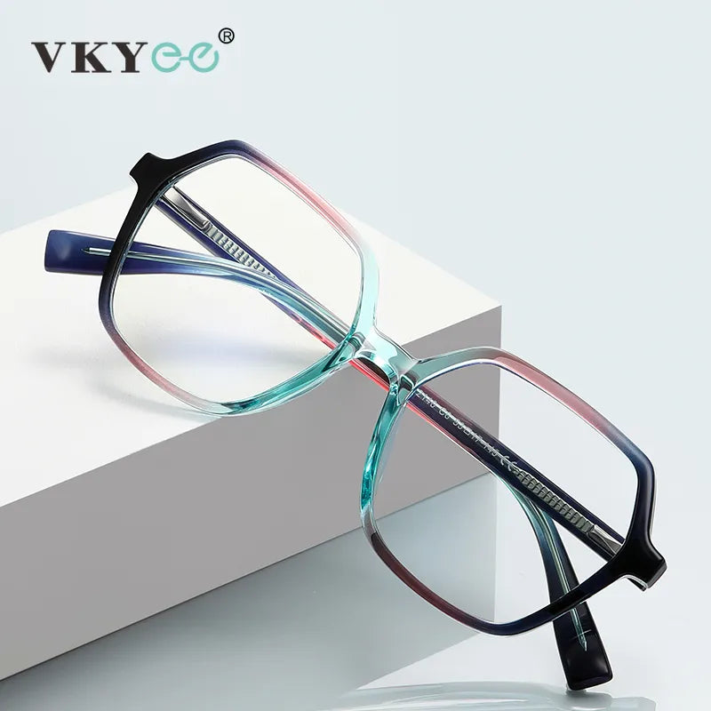 Vicky Unisex Full Rim Large Polygon Square Acetate Alloy Reading Glasses 2140 Reading Glasses Vicky   