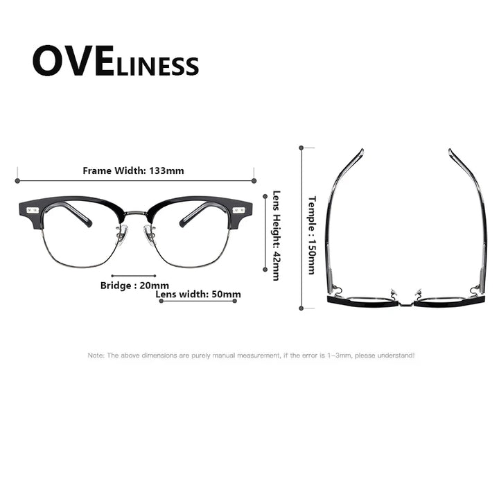 Oveliness Women's Full Rim Square Titanium Acetate Eyeglasses 369197
