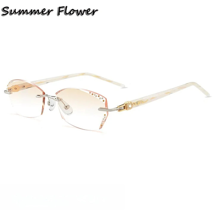 Summer Flower Women's Rimless Oval Square Titanium Eyeglasses 613558