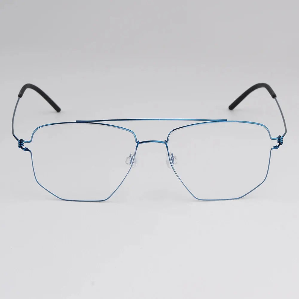 Bobbie 165342 Unisex Full Rim Square Double Bridge Titanium Frames FuzWeb