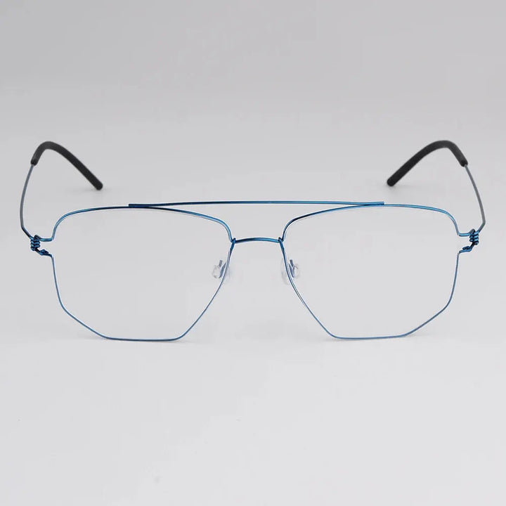 Bobbie 165342 Unisex Full Rim Square Double Bridge Titanium Frames FuzWeb