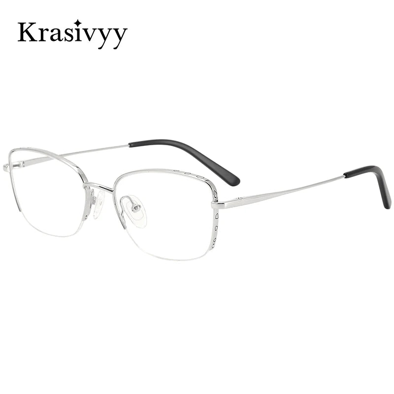 Krasivyy Women's Semi Rim Cat Eye Titanium Prescription Eyeglasses KR0311