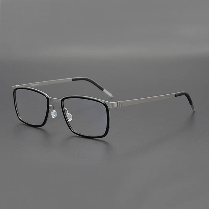 Black Mask Unisex Full Rim Rectangle Titanium Acetate Eyeglasses 9711 Full Rim Black Mask Black-Silver  