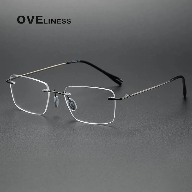 Oveliness Women's Rimless Square Titanium Eyeglasses 80965
