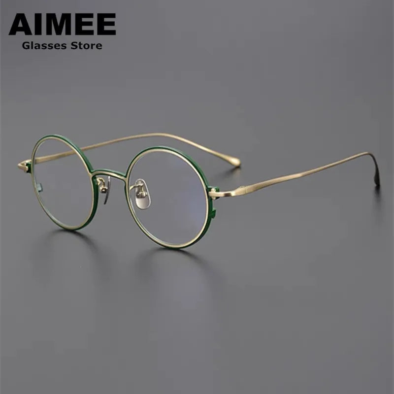 Aimee Unisex Full Rim Small Round Titanium Eyeglasses 4323 Full Rim Aimee   