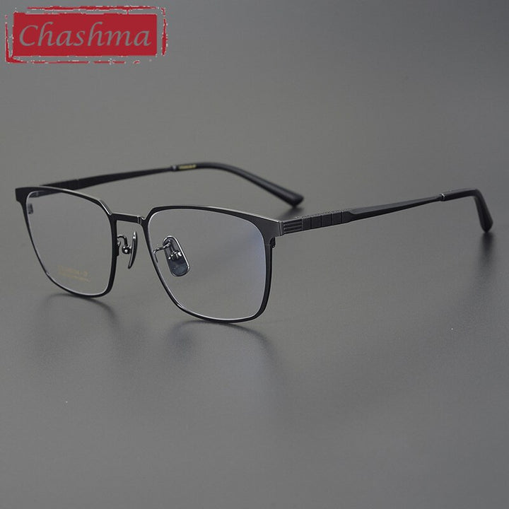 Chashma Men's Full Rim Square Titanium Eyeglasses 91064 Full Rim Chashma Black  