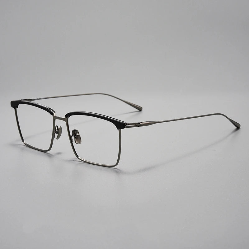 Yimaruili Men's Full Rim Square Acetate Titanium Eyeglasses 88876