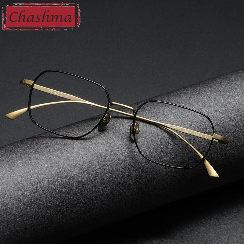 Chashma Ottica Men's Full Rim Small Square Titanium Eyeglasses 14539 Full Rim Chashma Ottica   