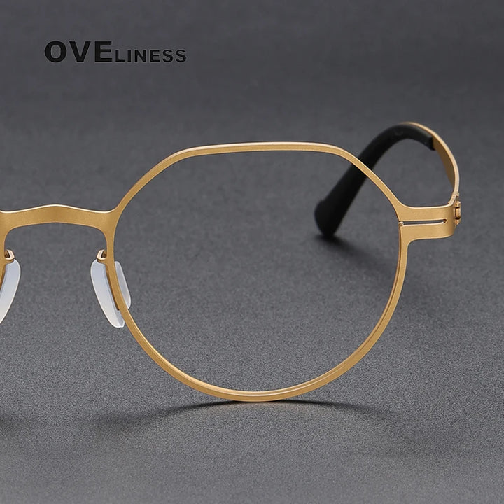 Oveliness Unisex Full Rim Flat Top Round Screwless Titanium Eyeglasses 80992 Full Rim Oveliness   
