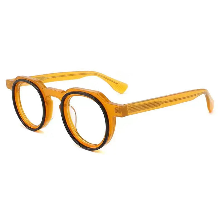 Hewei Unisex Full Rim Flat Top Round Acetate Eyeglasses 2294 Full Rim Hewei orange  