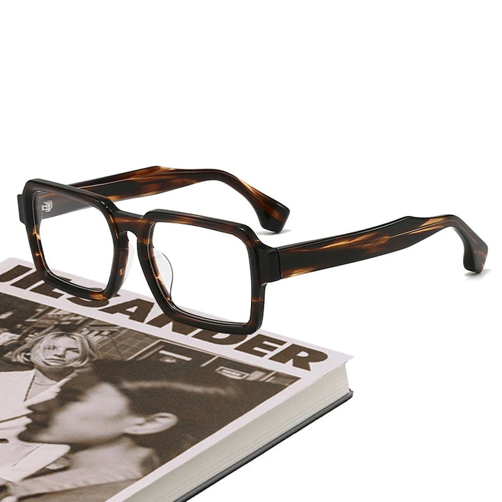 Black Mask Unisex Full Rim Square Thick Acetate Eyeglasses 21378 Full Rim Black Mask   